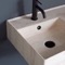 Beige Travertine Design Ceramic Wall Mounted or Vessel Sink With Counter Space